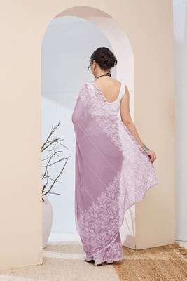 Lavender color chiffon fabric designer printed ready to wear ethnic party saree 2