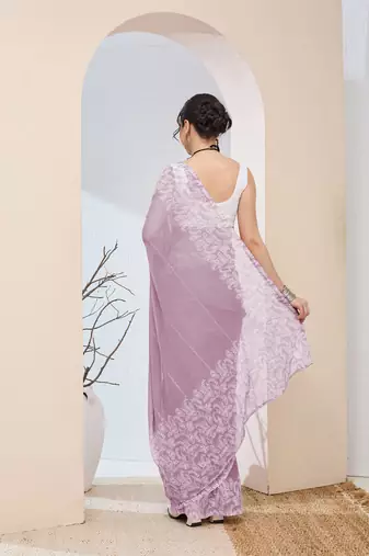 Lavender color chiffon fabric designer printed ready to wear ethnic party saree