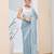 Sky blue color chiffon fabric designer printed ready to wear ethnic party saree