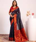 Blue color tissue silk ethnic partywear paithani pallu designer saree