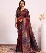 Coffee color tissue silk ethnic partywear paithani pallu designer saree