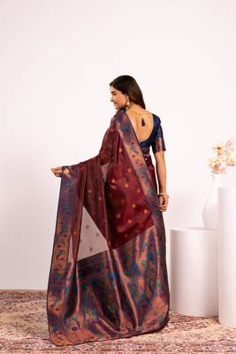 Coffee color tissue silk ethnic partywear paithani pallu designer saree 2
