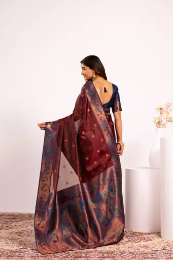 Coffee color tissue silk ethnic partywear paithani pallu designer saree
