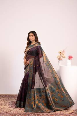 Wine color tissue silk ethnic partywear paithani pallu designer saree 4