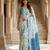 Blue color smart and ethnic linen silk floral printed saree