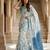 Blue color smart and ethnic linen silk floral printed saree