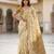 Yellow color smart and ethnic linen silk floral printed saree