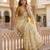 Yellow color smart and ethnic linen silk floral printed saree