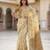 Yellow color smart and ethnic linen silk floral printed saree