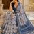 Blue color smart and ethnic linen silk floral printed saree