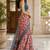 Peach color smart and ethnic linen silk floral printed saree