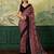 Maroon color beautiful chinon silk saree with smart print designer and mirror work