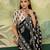 Black color beautiful chinon silk saree with smart print designer and mirror work