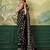 Black color beautiful chinon silk saree with smart print designer and mirror work