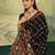 Black color beautiful chinon silk saree with smart print designer and mirror work