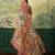 Multicolor elegant crepe silk saree with designer print design and trendy mirror work