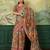 Multicolor elegant crepe silk saree with designer print design and trendy mirror work