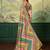 Multicolor elegant crepe silk saree with designer print design and trendy mirror work