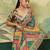 Multicolor elegant crepe silk saree with designer print design and trendy mirror work
