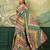 Multicolor elegant crepe silk saree with designer print design and trendy mirror work