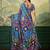 Blue color elegant crepe silk saree with designer print design and trendy mirror work