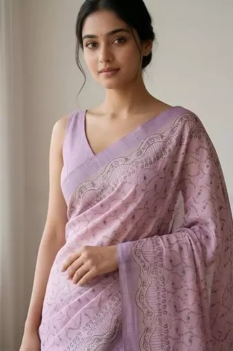 Pink color cotton silk woven designer ethnic partywear saree