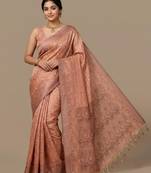 Orange color cotton silk woven designer ethnic partywear saree