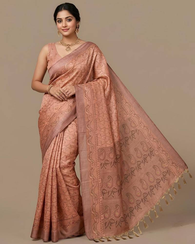 Orange color cotton silk woven designer ethnic partywear saree