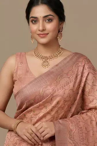 Orange color cotton silk woven designer ethnic partywear saree