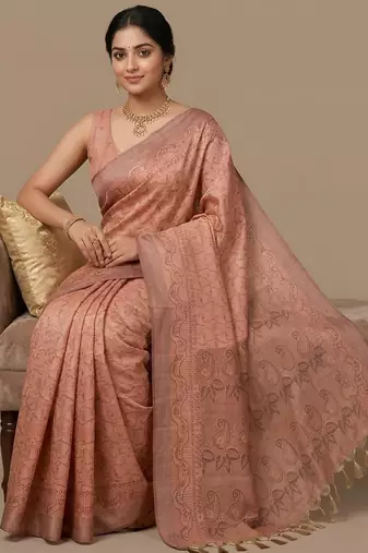 Orange color cotton silk woven designer ethnic partywear saree