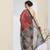 Brown color silk blend fabric designer printed ready to wear saree