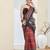 Brown color silk blend fabric designer printed ready to wear saree