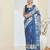 Blue color silk blend fabric designer printed ready to wear saree
