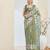 Green color silk blend fabric designer printed ready to wear saree