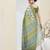 Green color silk blend fabric designer printed ready to wear saree