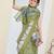Green color silk blend fabric designer printed ready to wear saree