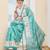 Sea green color silk blend fabric designer printed ready to wear saree
