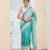 Turquoise color silk blend fabric designer printed ready to wear saree