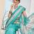 Turquoise color silk blend fabric designer printed ready to wear saree