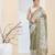 Olive color silk blend fabric designer printed ready to wear saree