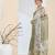 Olive color silk blend fabric designer printed ready to wear saree