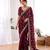 Maroon color elegant space silk fabric rich looks embroidered saree