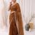 Gold color elegant space silk fabric rich looks embroidered saree