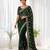 Green color elegant space silk fabric rich looks embroidered saree