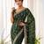 Green color elegant space silk fabric rich looks embroidered saree