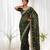 Green color elegant space silk fabric rich looks embroidered saree
