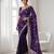 Purple color elegant space silk fabric rich looks embroidered saree