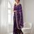 Purple color elegant space silk fabric rich looks embroidered saree