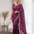 Burgundy color elegant space silk fabric rich looks embroidered saree