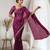 Burgundy color elegant space silk fabric rich looks embroidered saree